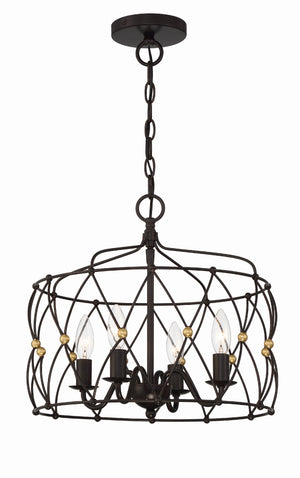 Zucca 4 Light English Bronze + Antique Gold Pendant ZUC-A9030-EB-GA