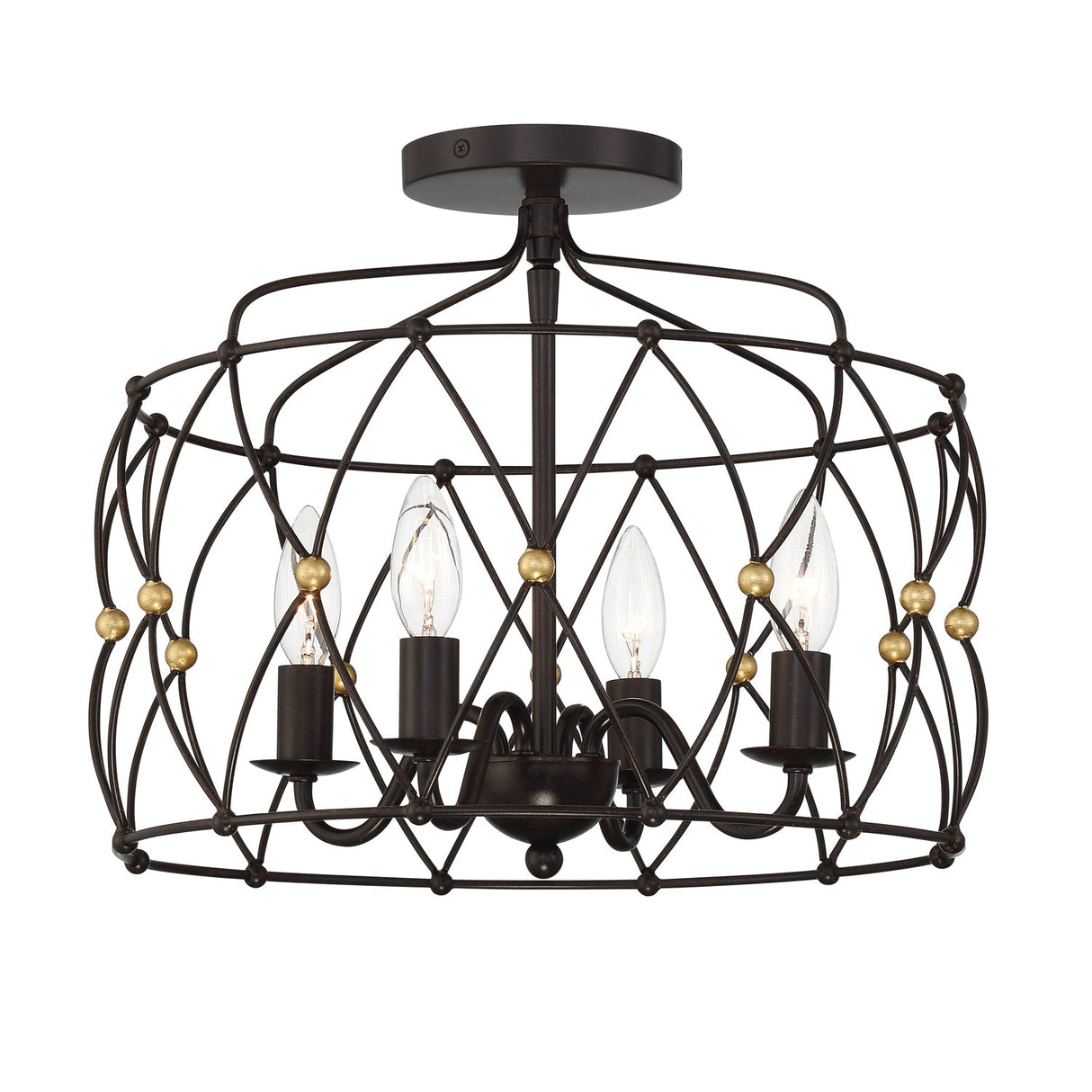 Zucca 4 Light English Bronze + Antique Gold Semi Flush Mount ZUC-A9030-EB-GA_CEILING