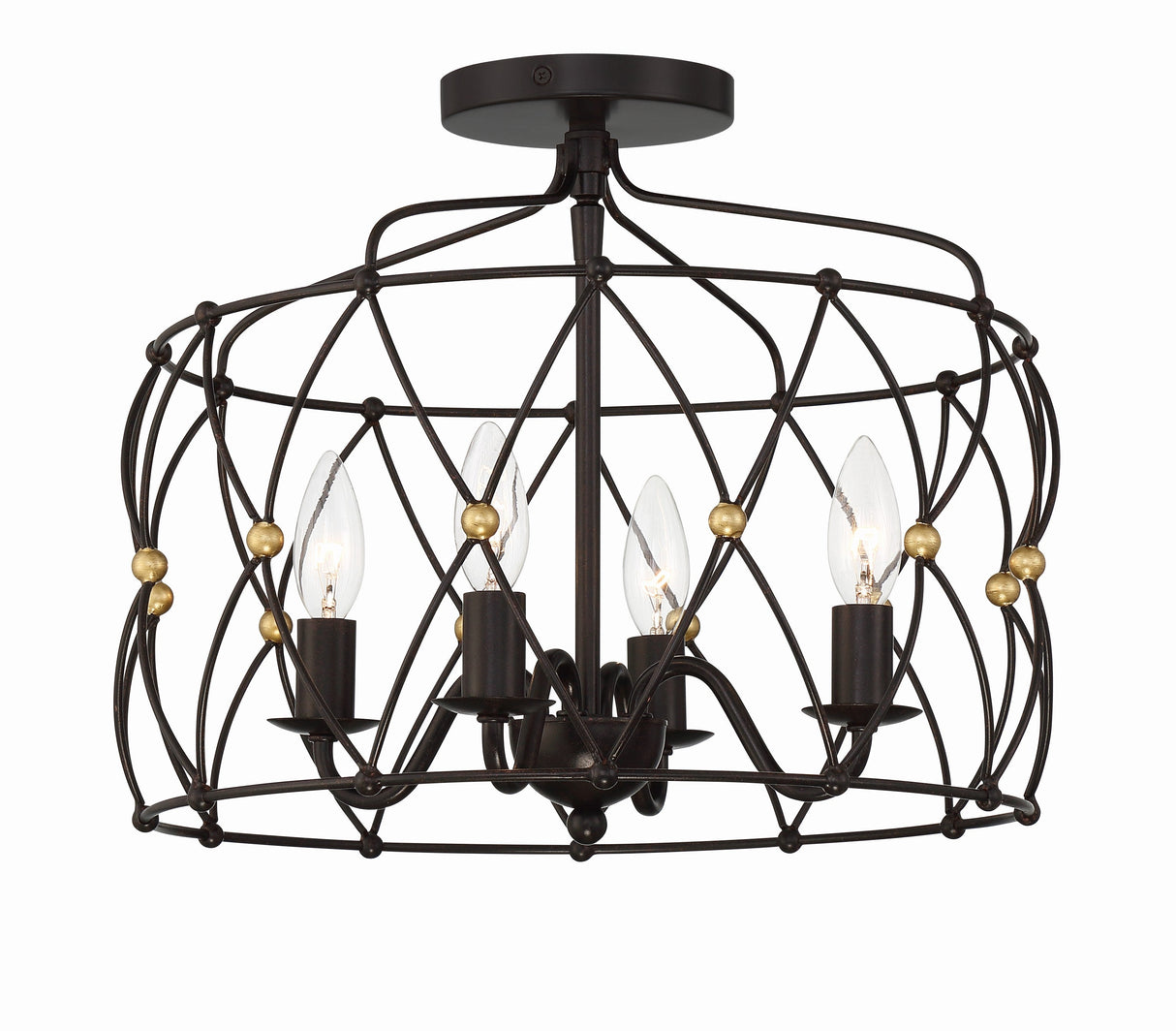 Zucca 4 Light English Bronze + Antique Gold Semi Flush Mount ZUC-A9030-EB-GA_CEILING