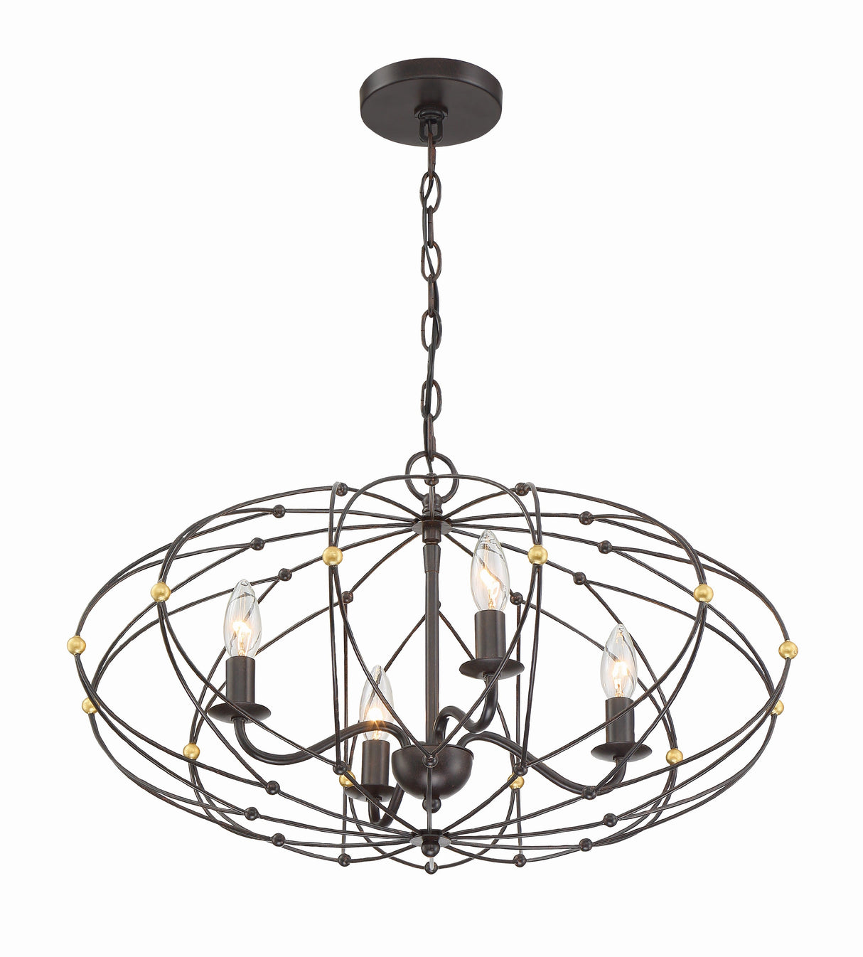 Zucca 4 Light English Bronze + Antique Gold Chandelier ZUC-A9034-EB-GA