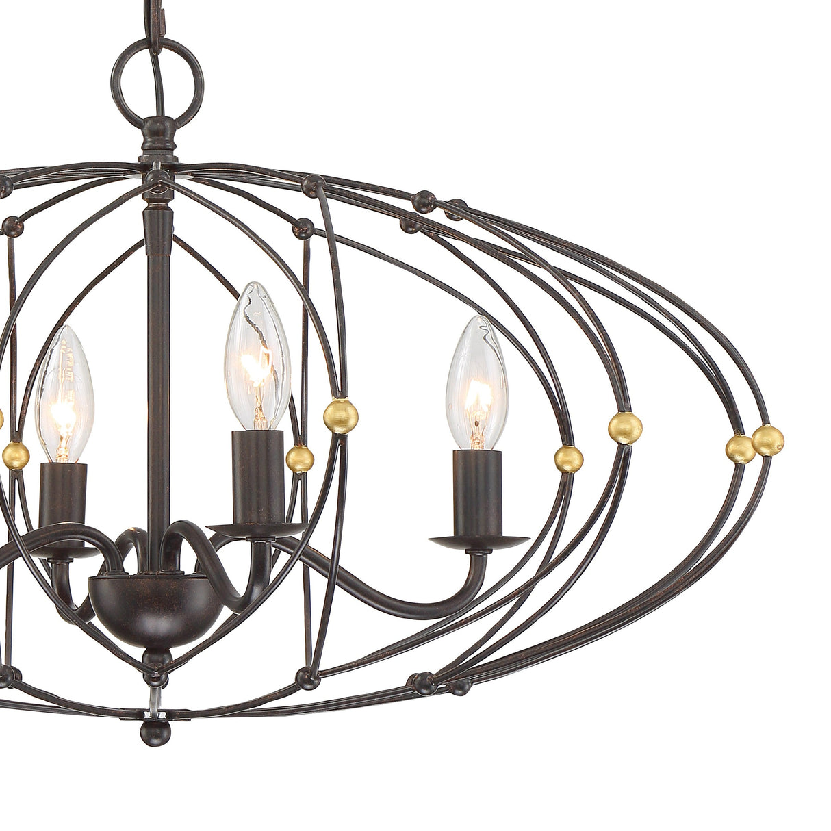 Zucca 4 Light English Bronze + Antique Gold Chandelier ZUC-A9034-EB-GA