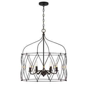 Zucca 6 Light English Bronze + Antique Gold Chandelier ZUC-A9035-EB-GA
