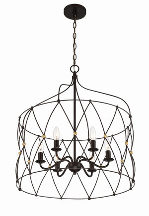 Zucca 6 Light English Bronze + Antique Gold Chandelier ZUC-A9035-EB-GA