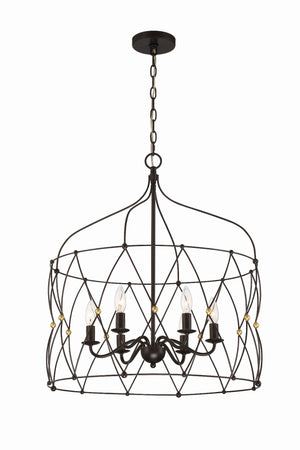Zucca 6 Light English Bronze + Antique Gold Chandelier ZUC-A9035-EB-GA