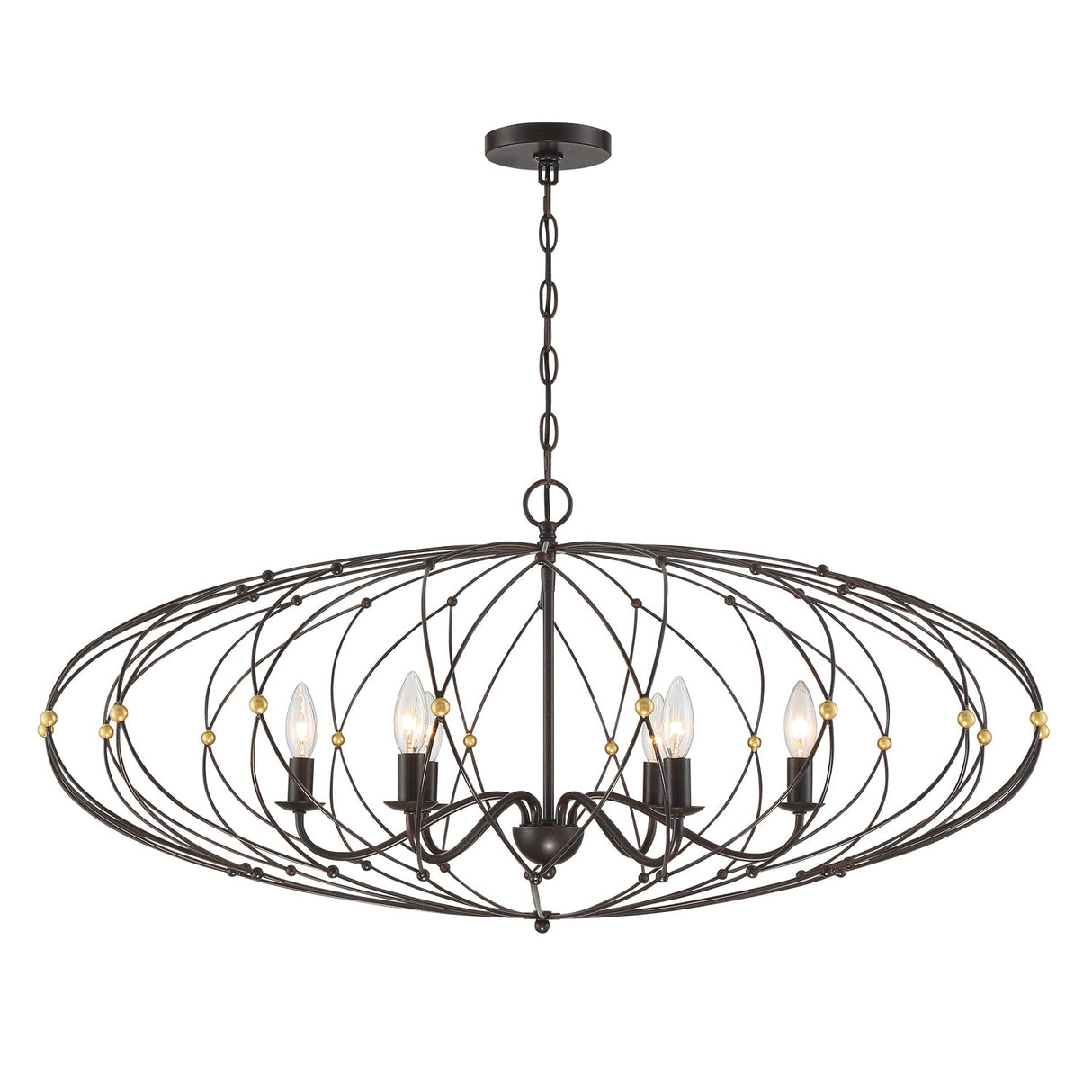 Zucca 6 Light English Bronze + Antique Gold Chandelier ZUC-A9036-EB-GA