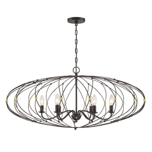 Zucca 6 Light English Bronze + Antique Gold Chandelier ZUC-A9036-EB-GA