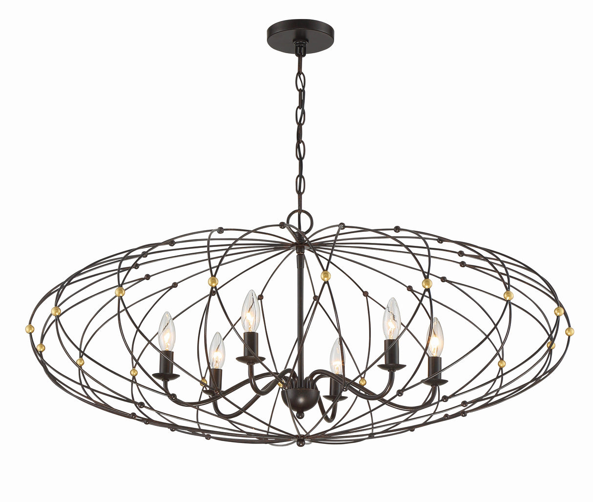 Zucca 6 Light English Bronze + Antique Gold Chandelier ZUC-A9036-EB-GA