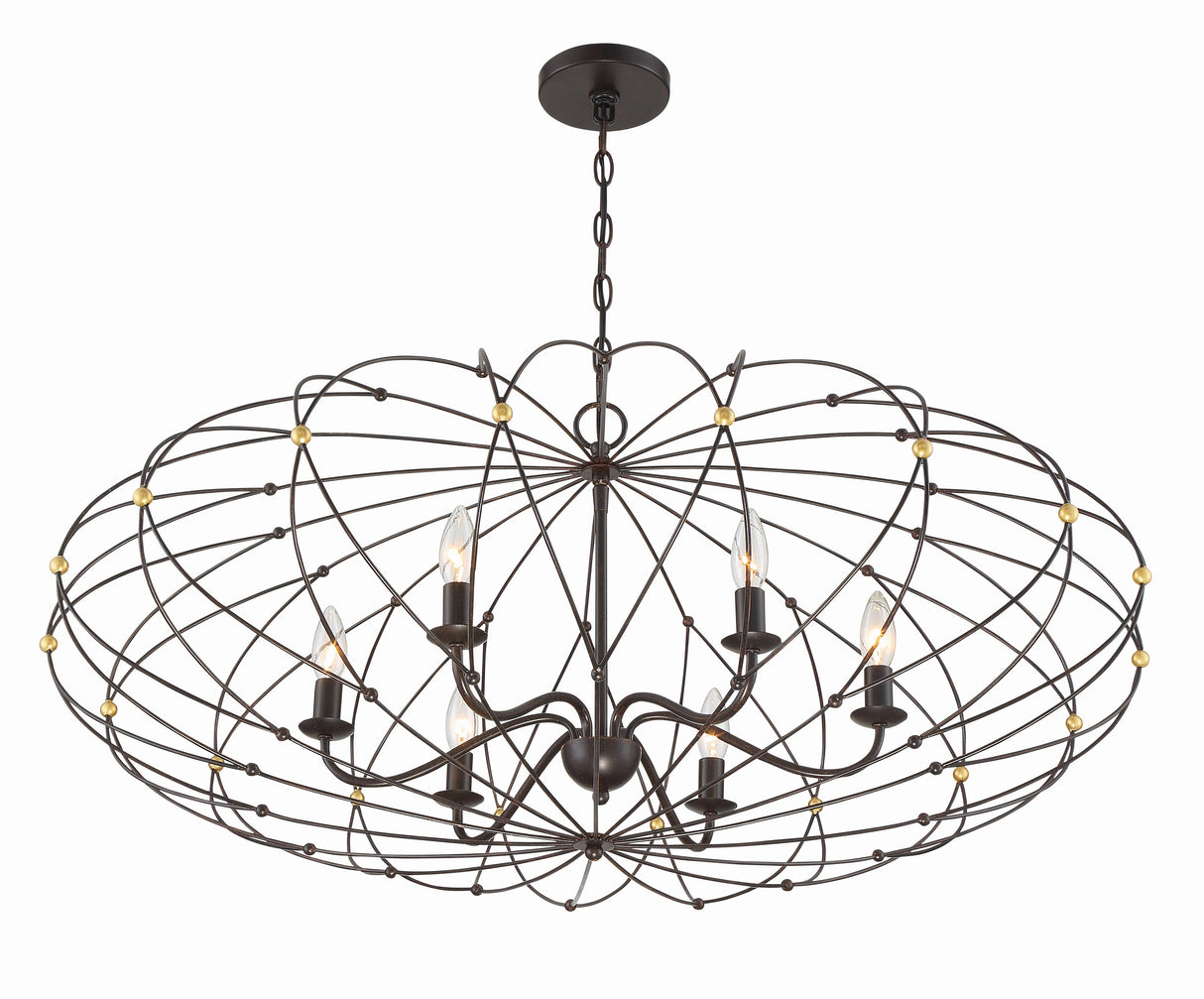 Zucca 6 Light English Bronze + Antique Gold Chandelier ZUC-A9036-EB-GA