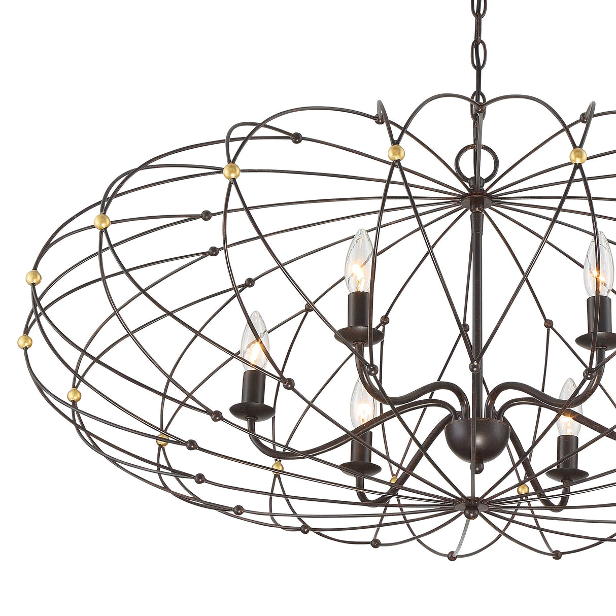 Zucca 6 Light English Bronze + Antique Gold Chandelier ZUC-A9036-EB-GA