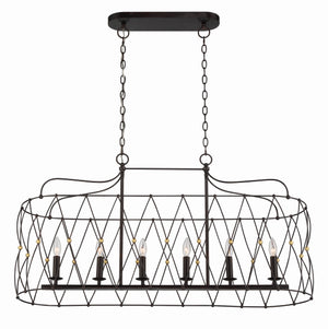 Zucca 6 Light English Bronze + Antique Gold Linear Chandelier ZUC-A9037-EB-GA
