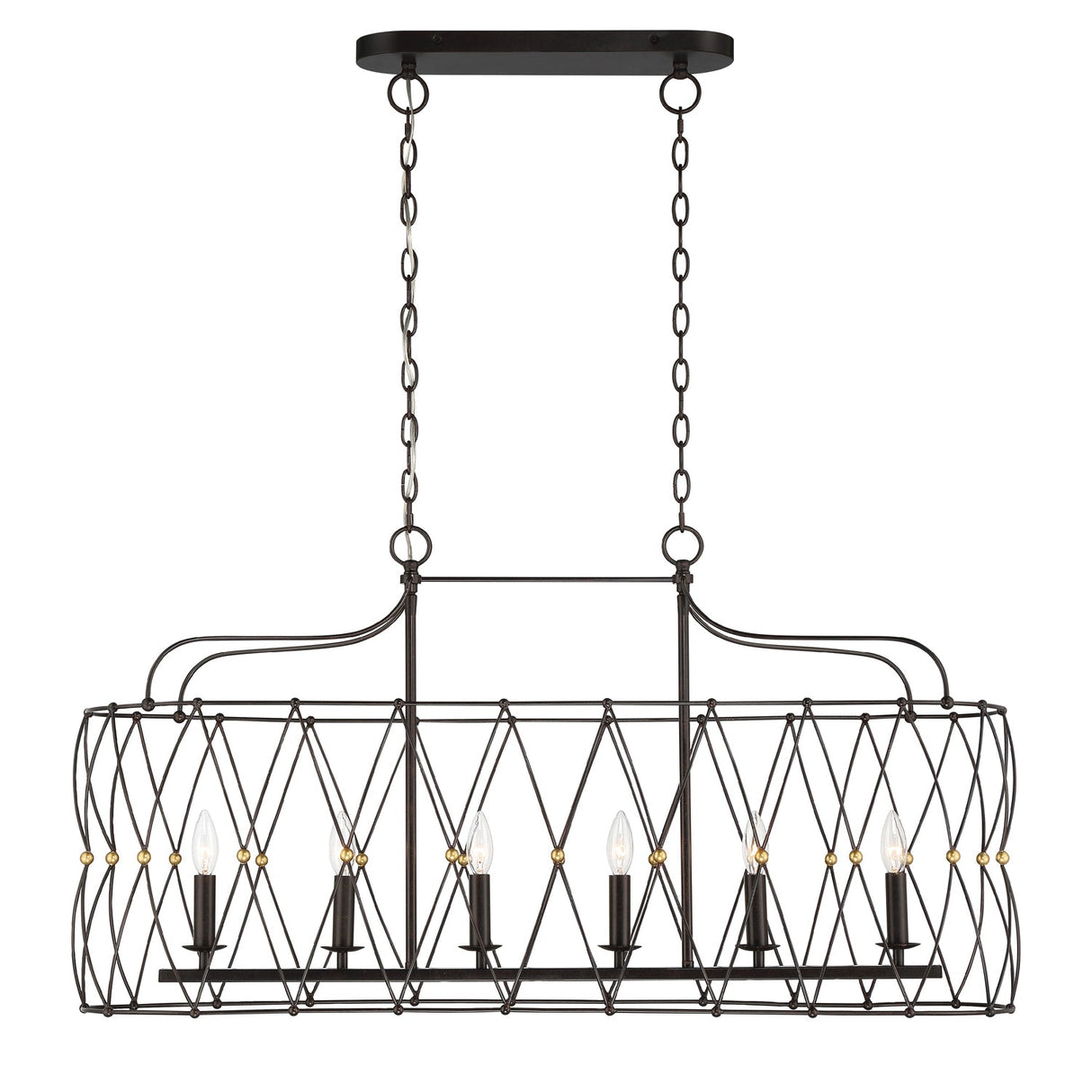 Zucca 6 Light English Bronze + Antique Gold Linear Chandelier ZUC-A9037-EB-GA