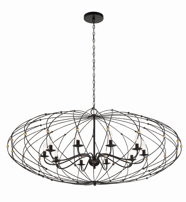 Zucca 10 Light English Bronze + Antique Gold Chandelier ZUC-A9039-EB-GA