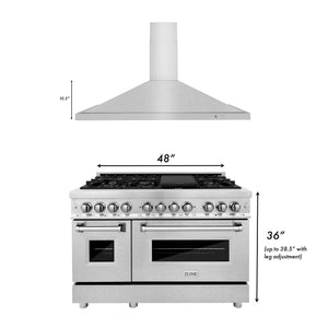 ZLINE 48 in. Kitchen Package with Stainless Steel Dual Fuel Range with DuraSnow® Door and Convertible Vent Range Hood (2KP-RASNRH48)
