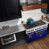 ZLINE 48 in. Professional Dual Fuel Range in Stainless Steel with Blue Gloss Doors (RA-BG-48)