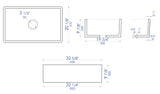 ALFI brand ABCO3320SB Concrete Color 33 inch Reversible Single Fireclay Farmhouse Kitchen Sink