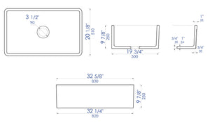 ALFI brand ABCO3320SB Concrete Color 33 inch Reversible Single Fireclay Farmhouse Kitchen Sink