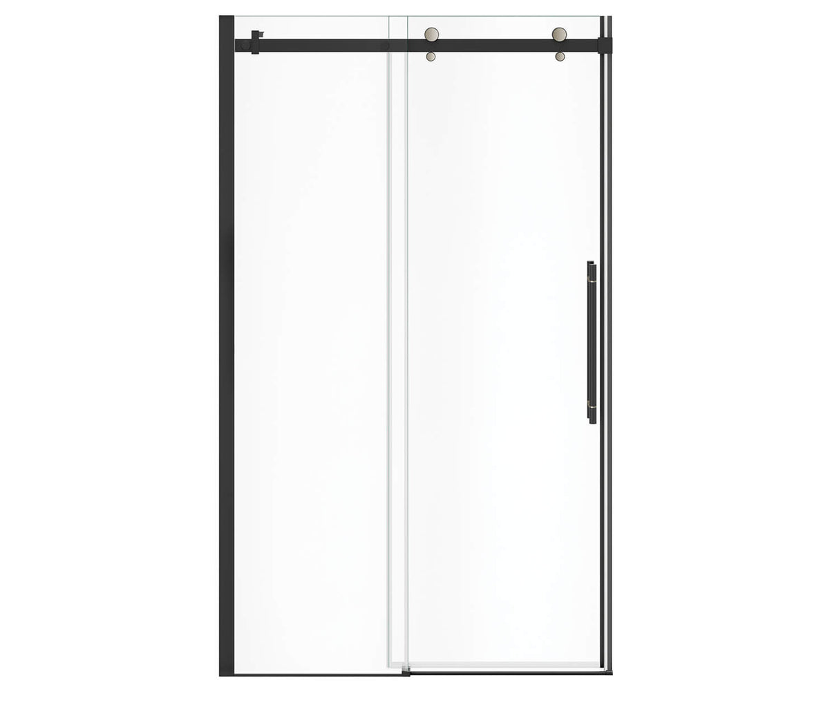 MAAX 138460-900-370-000 Vela 44 ½-47 x 78 ¾ in. 8mm Sliding Shower Door for Alcove Installation with Clear glass in Matte Black and Brushed Nickel