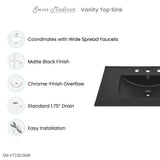 30" Vanity Top Bathroom Sink With 3 Holes in Matte Black