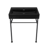 Claire 30 Ceramic Console Sink Matte Black Basin Black Legs