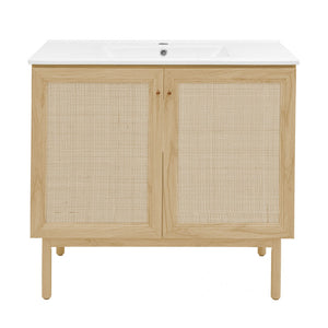 Classe 36" Freestanding Bathroom Vanity in Natural Oak with Sink Top