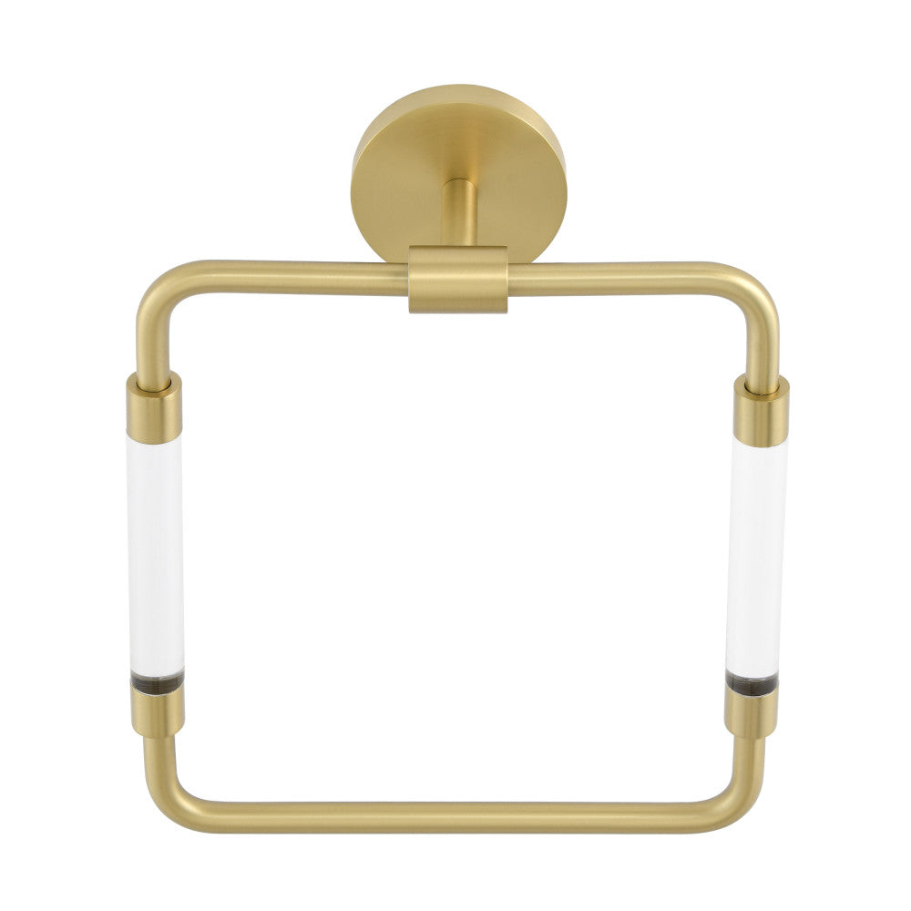 Verre Acrylic Square Towel Ring in Brushed Gold