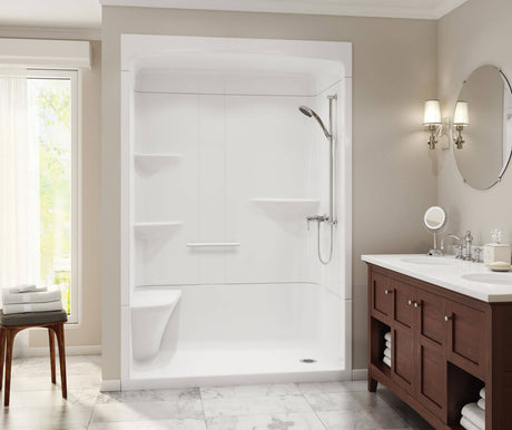 MAAX 105922-S2-000-001 Camelia SHR-6034 Acrylic Alcove Center Drain Three-Piece Shower in White