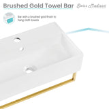 Claire 22" Wall-Mount Bathroom Sink with Brushed Gold Towel Bar