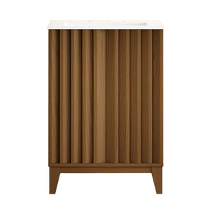 Troyes 24" Freestanding Bathroom Vanity in Brown Oak with 3-Hole Widespread Sink Top