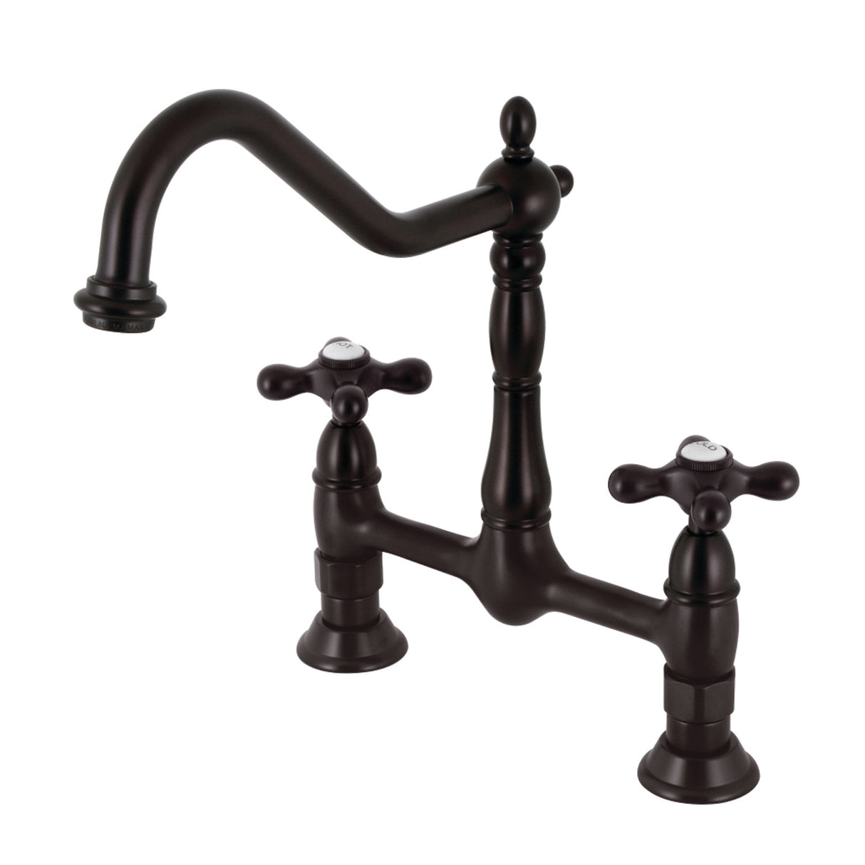 Kingston Brass KS1175AX Heritage Bridge Kitchen Faucet, Oil Rubbed Bronze