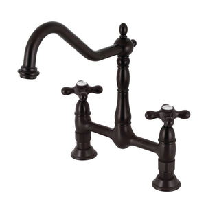 Kingston Brass KS1175AX Heritage Bridge Kitchen Faucet, Oil Rubbed Bronze