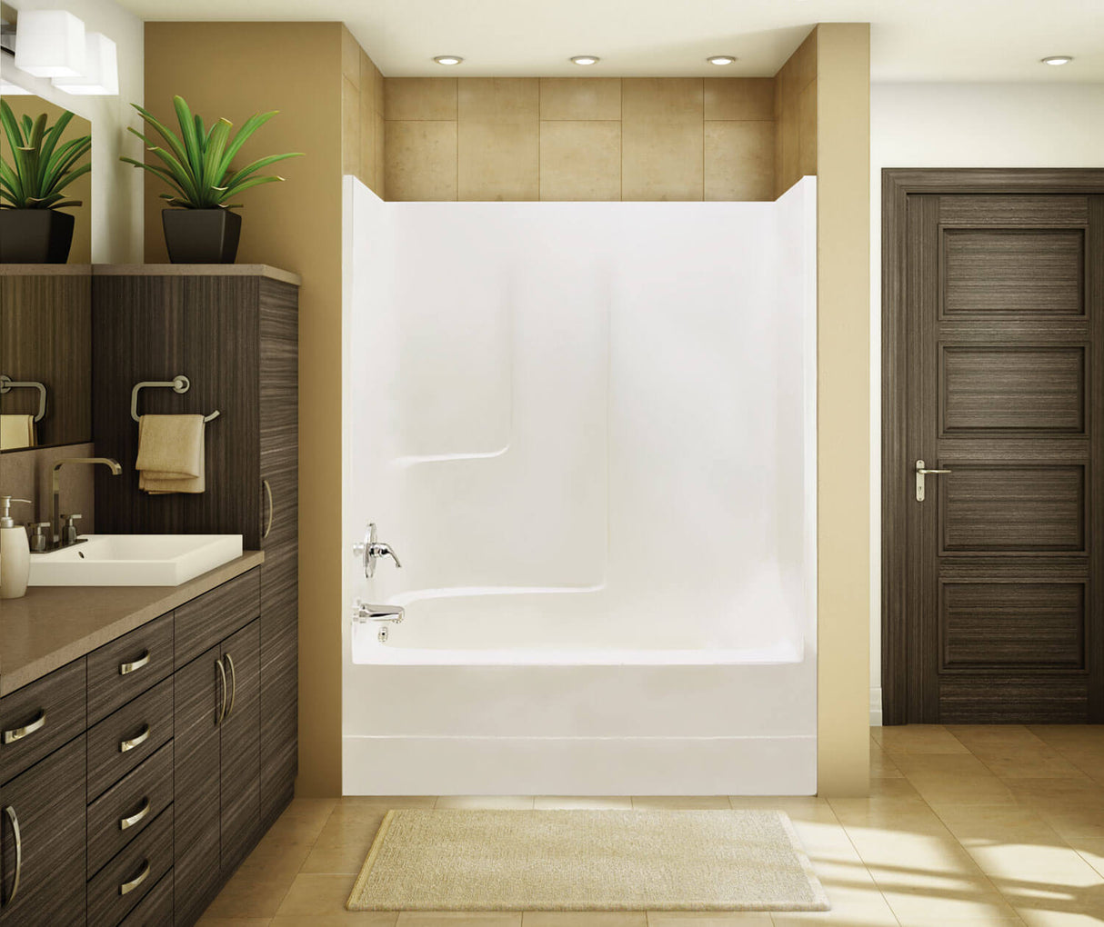 MAAX 140100-R-003-002 TSEA62 60 x 31 AcrylX Alcove Right-Hand Drain One-Piece Whirlpool Tub Shower in White