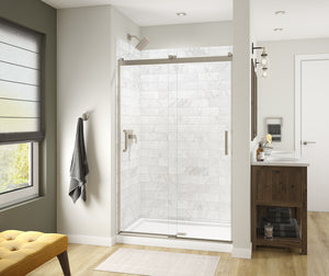 MAAX 135690-900-305-000 Revelation Square 44-47 x 70 ½-73 in. 6 mm Bypass Shower Door for Alcove Installation with Clear glass in Brushed Nickel