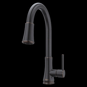 Pfirst Series 1-Handle Pull-Down Kitchen Faucet in Tuscan Bronze