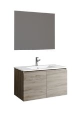 DAX Malibu Engineered Wood and Porcelain Onix Basin with the Single Vanity Cabinet, 28", Pine DAX-MAL012812-ONX