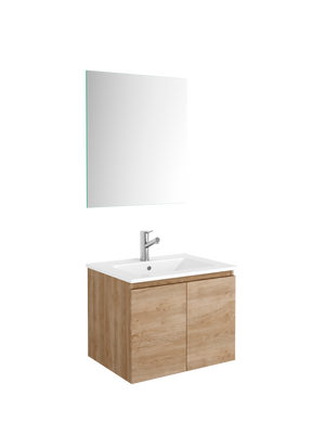 DAX Malibu Engineered Wood and Porcelain Onix Basin with Vanity Cabinet, 24", Oak DAX-MAL012414-ONX