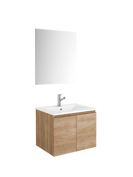 DAX Malibu Engineered Wood and Porcelain Onix Basin with Vanity Cabinet, 24", Oak DAX-MAL012414-ONX