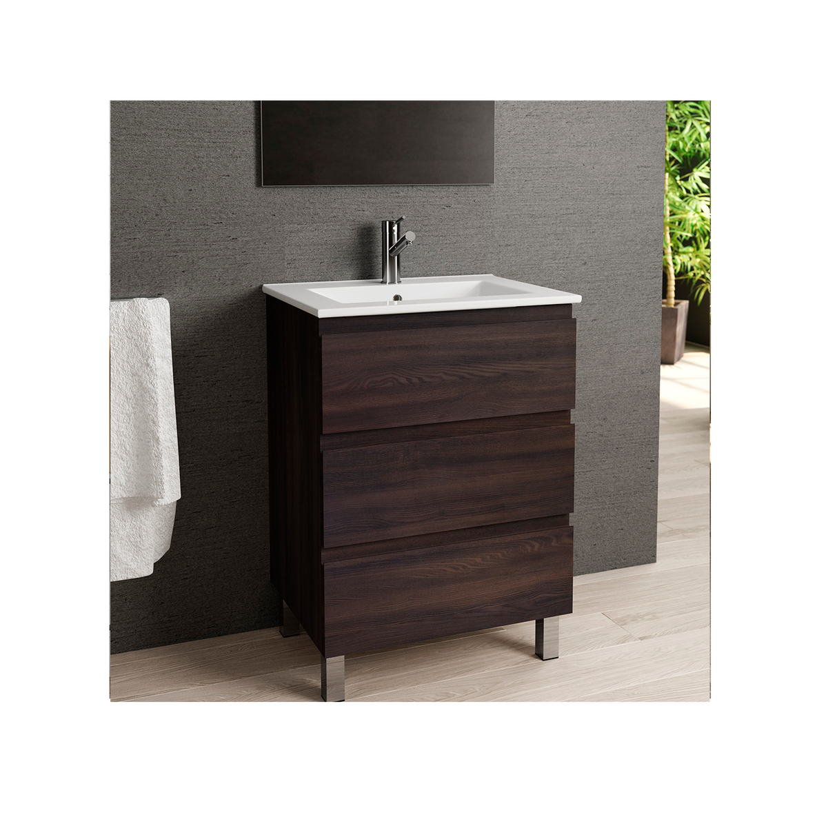 DAX Costa Engineered Wood Single Vanity Cabinet, 24", Wenge DAX-COS012413