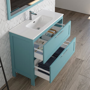 DAX Lakeside Engineered Wood and Porcelain Single Vanity with Onix Basin, 40", Deep Blue DAX-LAKE014019-ONX