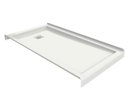 MAAX 420005-506-001-104 B3Square 6032 Acrylic Tunnel Shower Base in White with Back End Drain