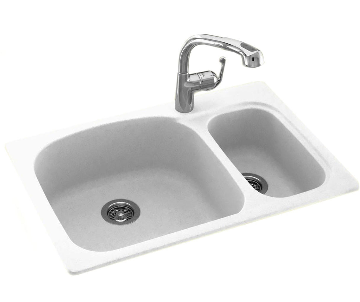 Swanstone KSLS-3322 22 x 33 Swanstone Dual Mount Double Bowl Sink in Bone KS03322LS.037