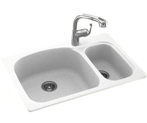 Swanstone KSLS-3322 22 x 33 Swanstone Dual Mount Double Bowl Sink in Bone KS03322LS.037