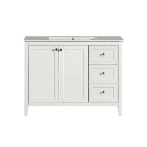 Cannes 48 in. White Bathroom Vanity With White, 3-Hole Ceramic Sink Top