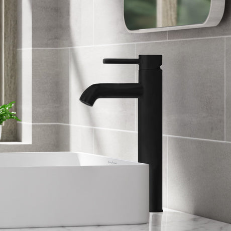 Ivy Single Hole, Single-Handle, High Arc Bathroom Faucet in Matte Black