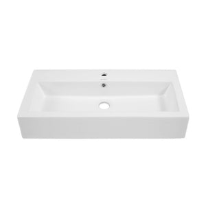 Voltaire 32" Rectangle Vessel Sink in Glossy White with Faucet Mount