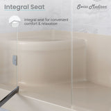 Aquatique 60 X 32 Single Threshold Shower Base With Right Hand Drain and Integral Left Hand Seat in Biscuit