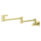 Square Modern 2-Handle 1-Hole Potfiller Kitchen Faucet in Brushed Gold