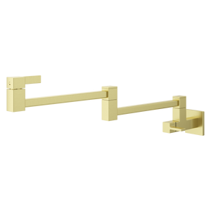 Square Modern 2-Handle 1-Hole Potfiller Kitchen Faucet in Brushed Gold