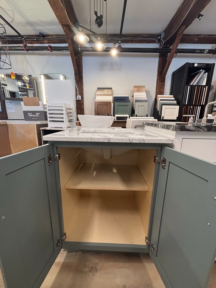25" Sage Green Bathroom Vanity with Elk Carrara Marble Top