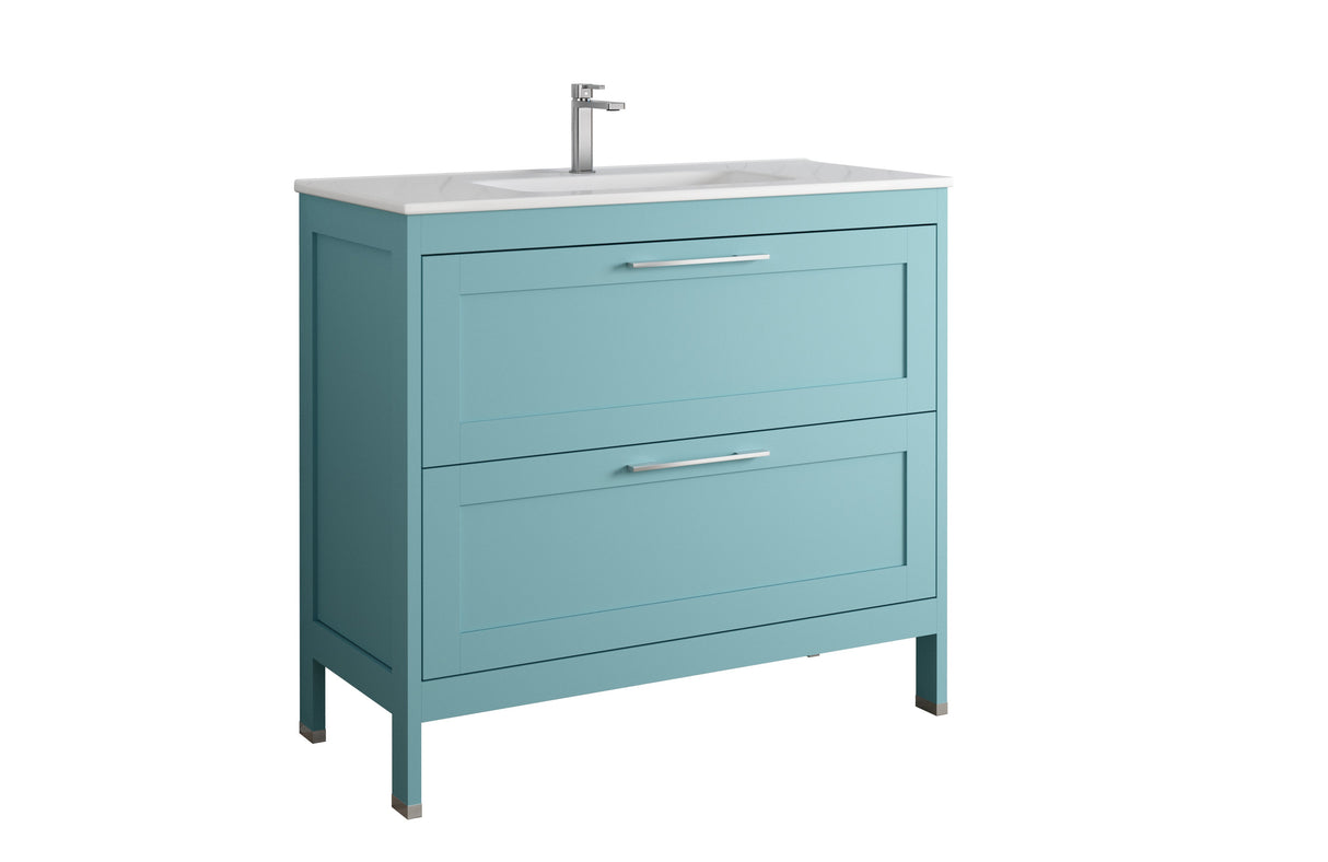DAX Lakeside Engineered Wood and Porcelain Single Vanity with Onix Basin, 40", Deep Blue DAX-LAKE014019-ONX
