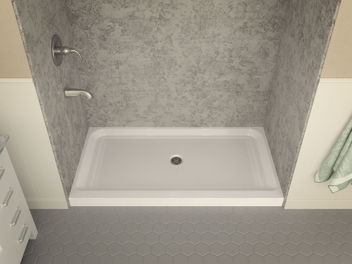 ANZZI SB-AZ03CD-R Jebel 32 x 60  in. Center Drain Single Threshold Shower Base in White